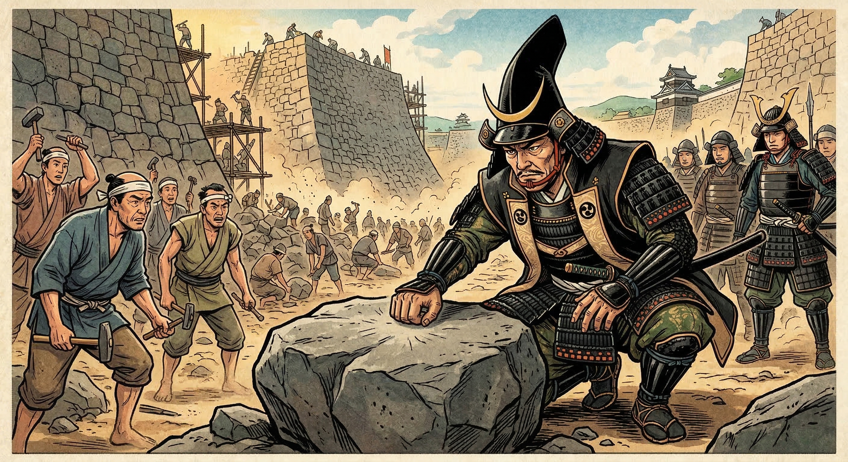 加藤清正～熊本城普請で石を指で叩き音確認～