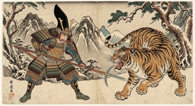 加藤清正　～虎退治後虎の毛皮家康に献ず～