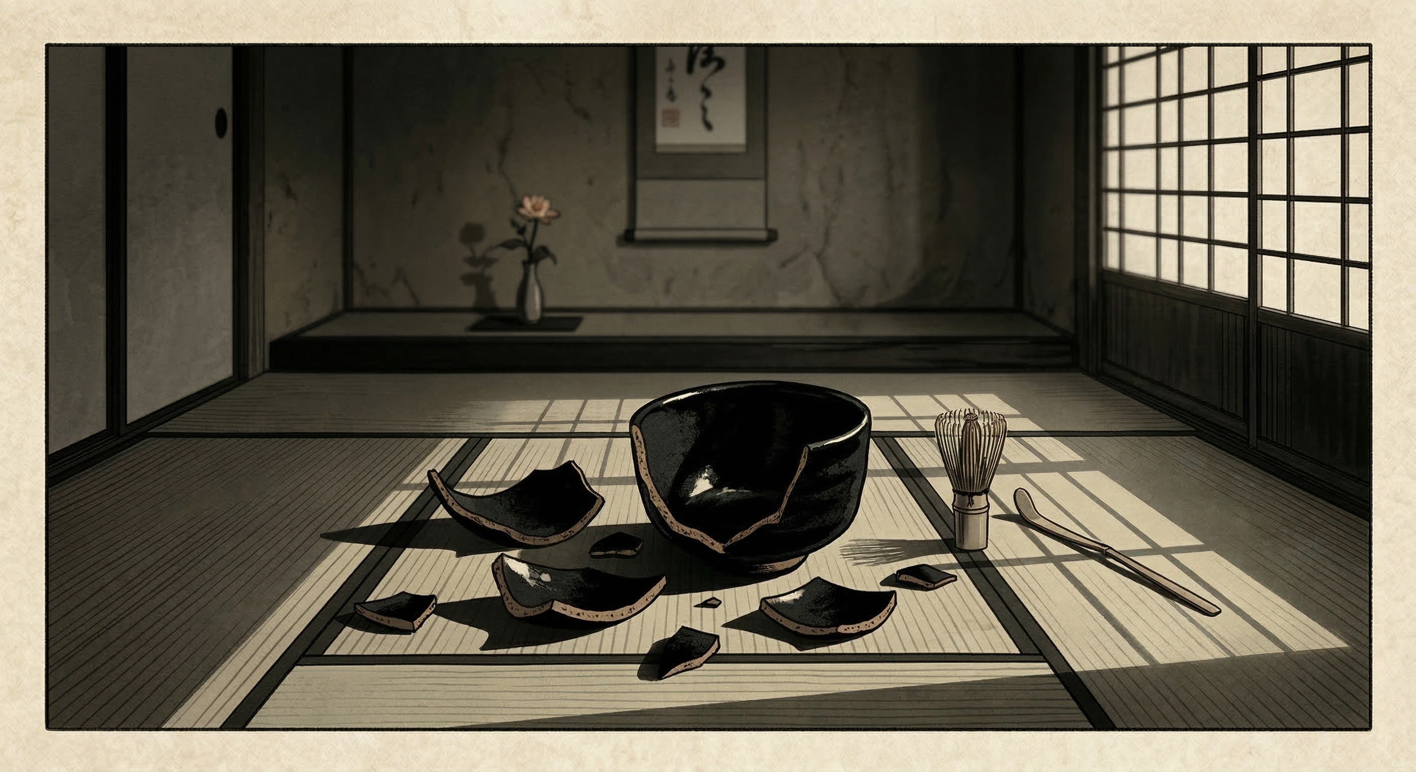 千利休～切腹前、黒茶碗割り「形に執するは茶にあらず」～