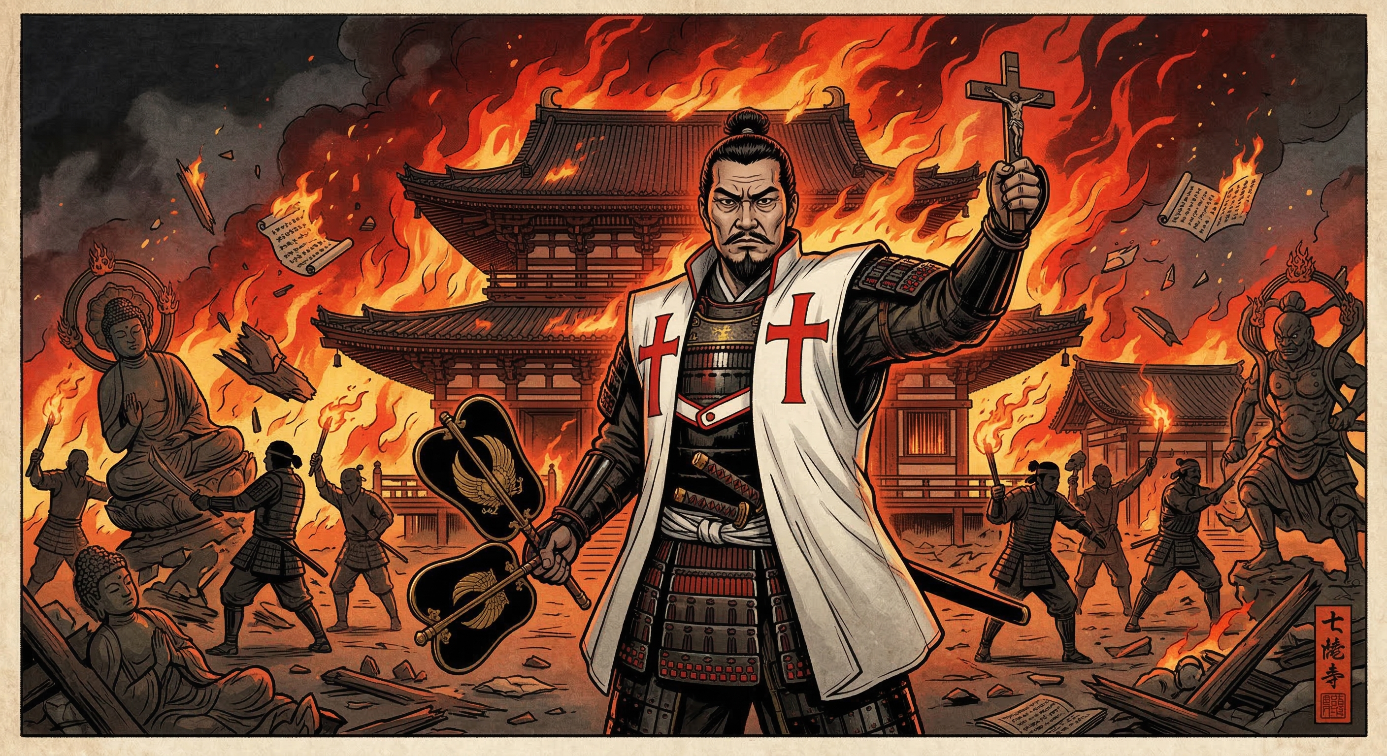 大友宗麟が洗礼後、キリスト教理想郷建設を夢見て日向で寺社を破却。信仰に没頭するも、耳川の戦いで大敗し、その壮大な夢は崩壊した。その深層を探る。