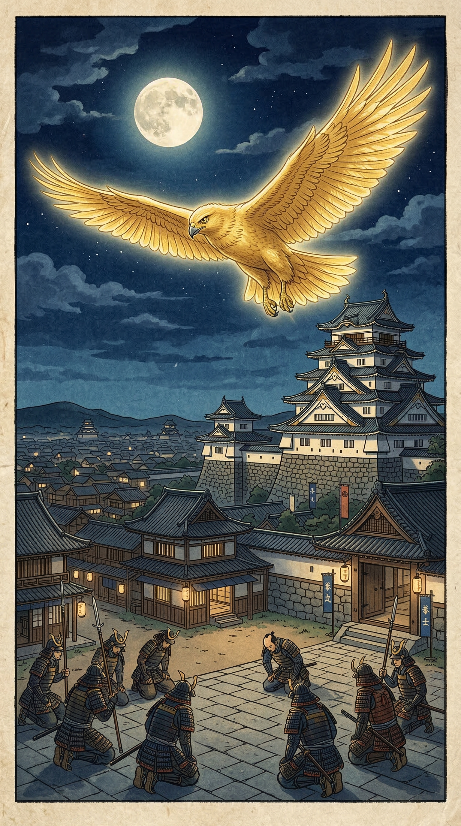 徳川家康の霊が鷹となり江戸城を三度舞った伝説。鷹への執心、神格化、日本文化の象徴性が絡み合い、徳川治世の永続性を保証する政治神話として民衆に受け入れられた。