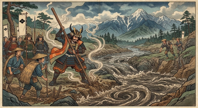 武田信玄　～川に杖突き我を越えるな風水～