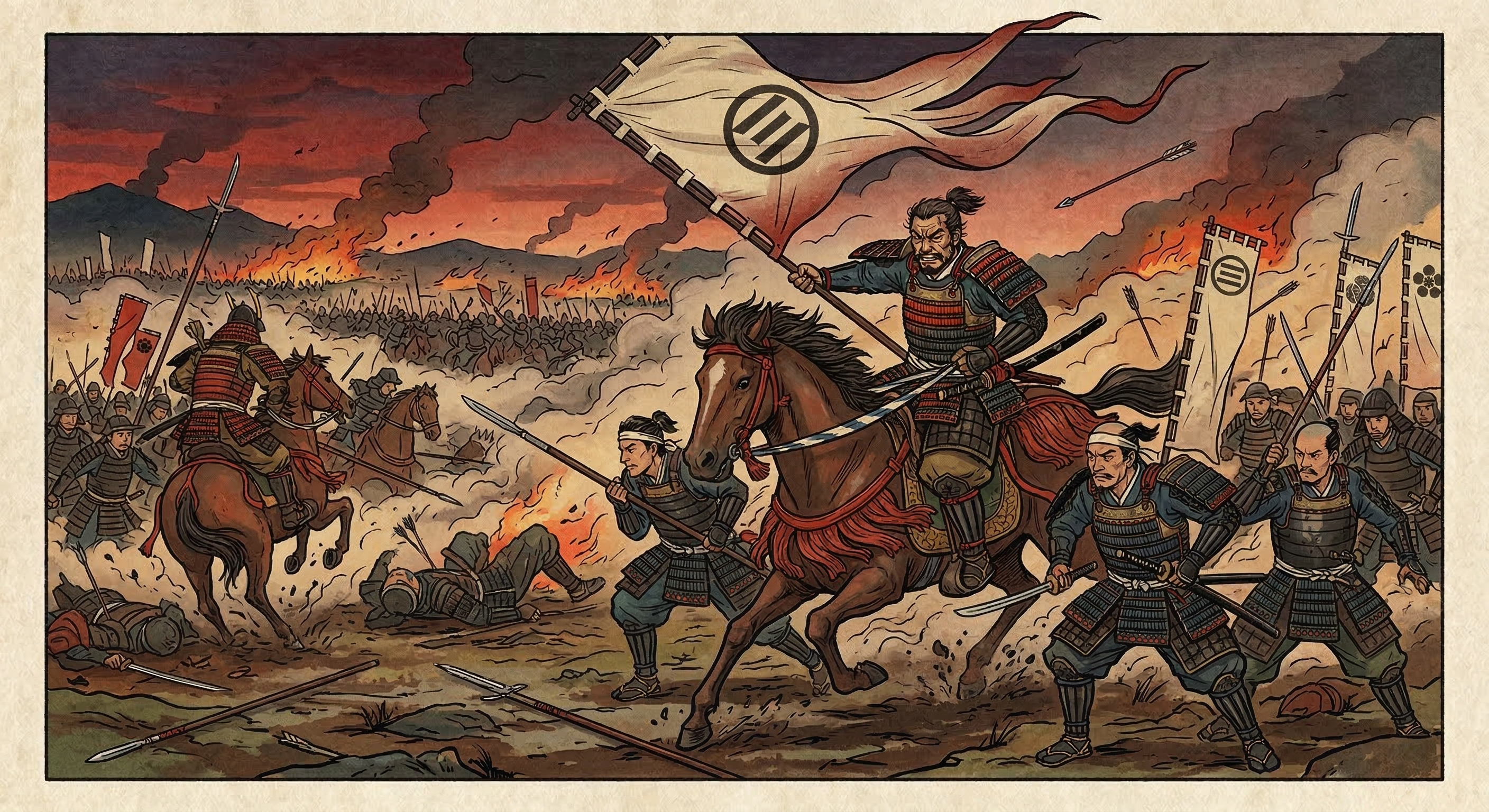 滝川一益の「逆さ旗」逸話は創作。本能寺の変後の神流川の戦いで大敗し、絶望的な状況から奇跡的な撤退を遂げた一益の将器と、混乱を象徴する比喩が融合し生まれた伝説。