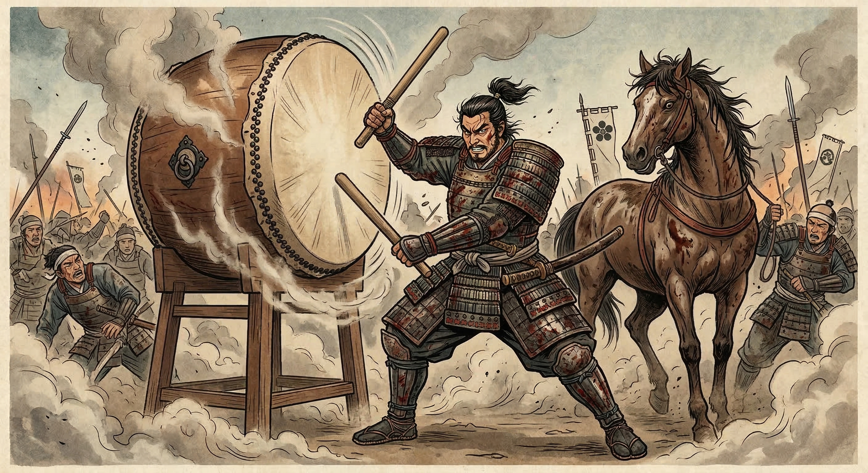 立花宗茂～敵中から馬奪い返し陣太鼓で鼓舞～