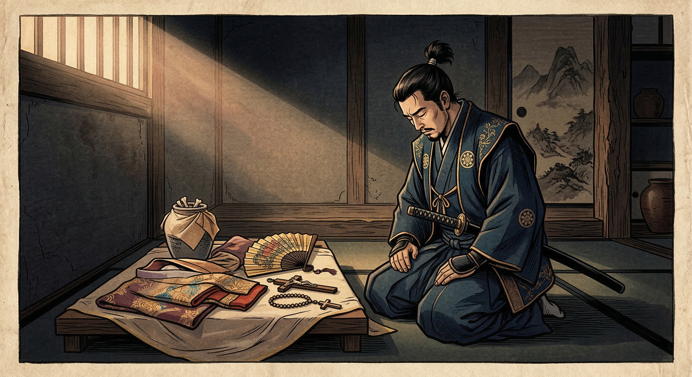 細川忠興が妻ガラシャの死後、信仰に敬意を払い行動を変容させた哀惜譚を検証。史料から「清らかなる心」を誓った言葉の真意と、その後の忠興の人生を探る。