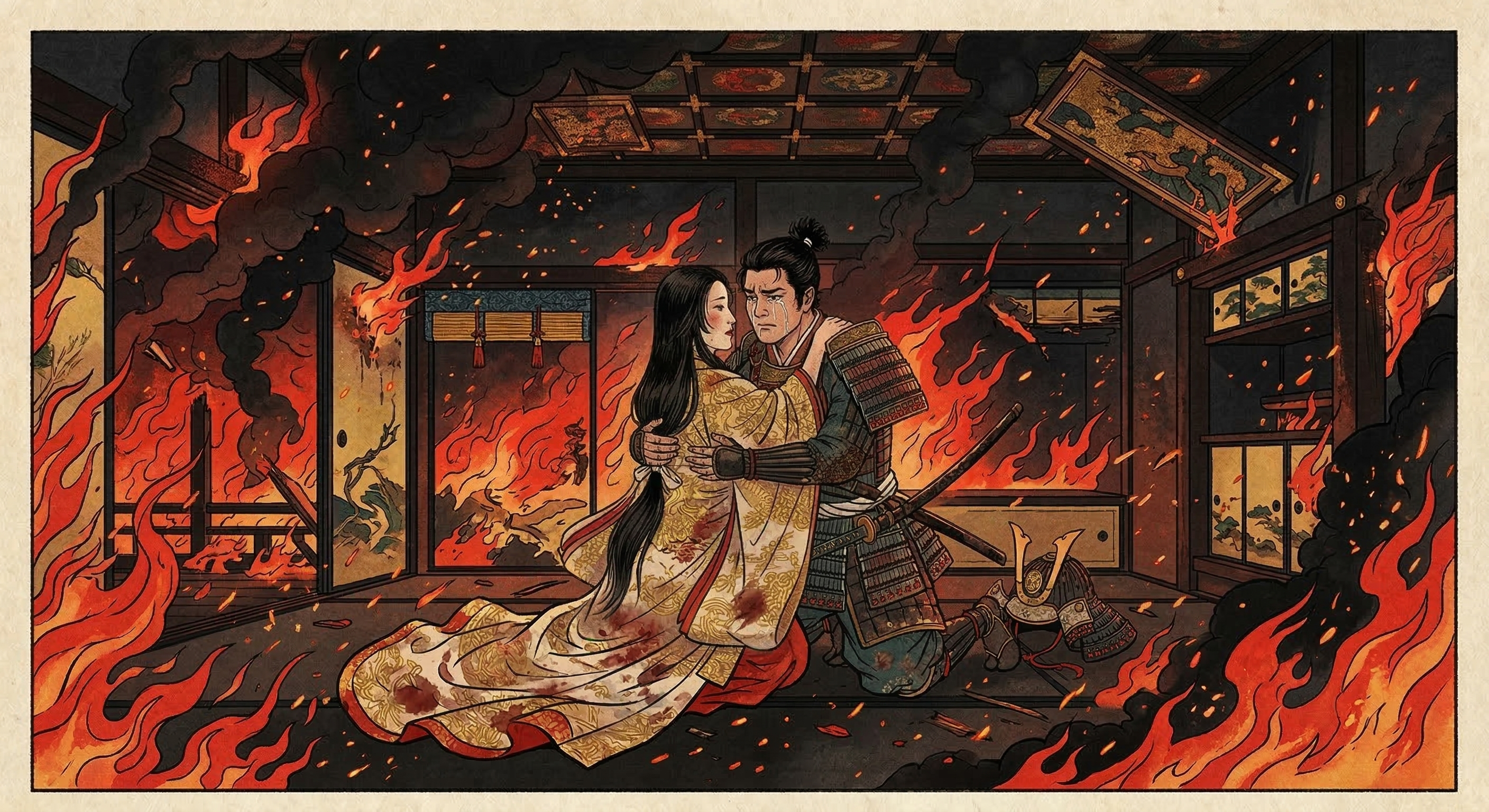 豊臣秀頼「母上、これぞ豊臣の終わり」逸話を考察。大坂城落城の史実、秀頼と淀殿の最期の場所と状況、史料の不在と創作された物語の背景から、悲壮譚の真実を解明する。