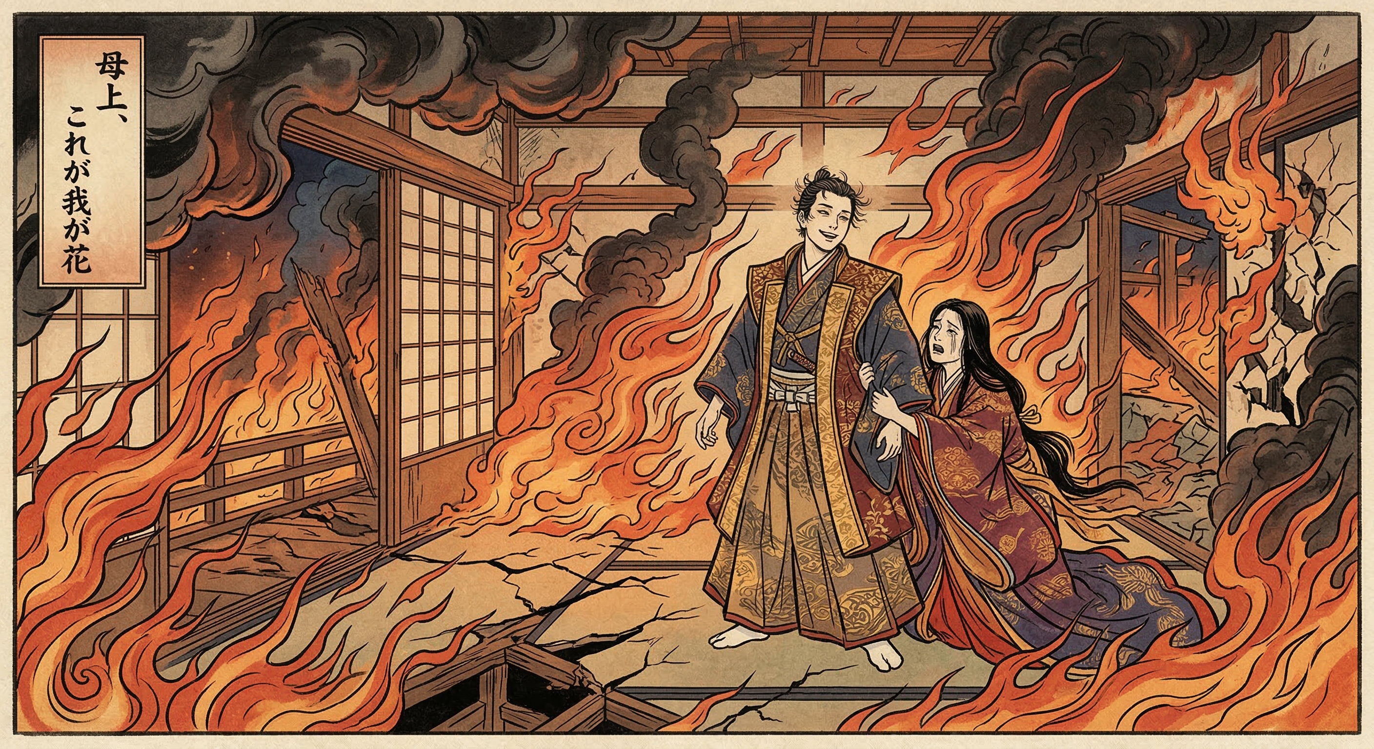 豊臣秀頼～炎上天守で「母上、これが我が花」～