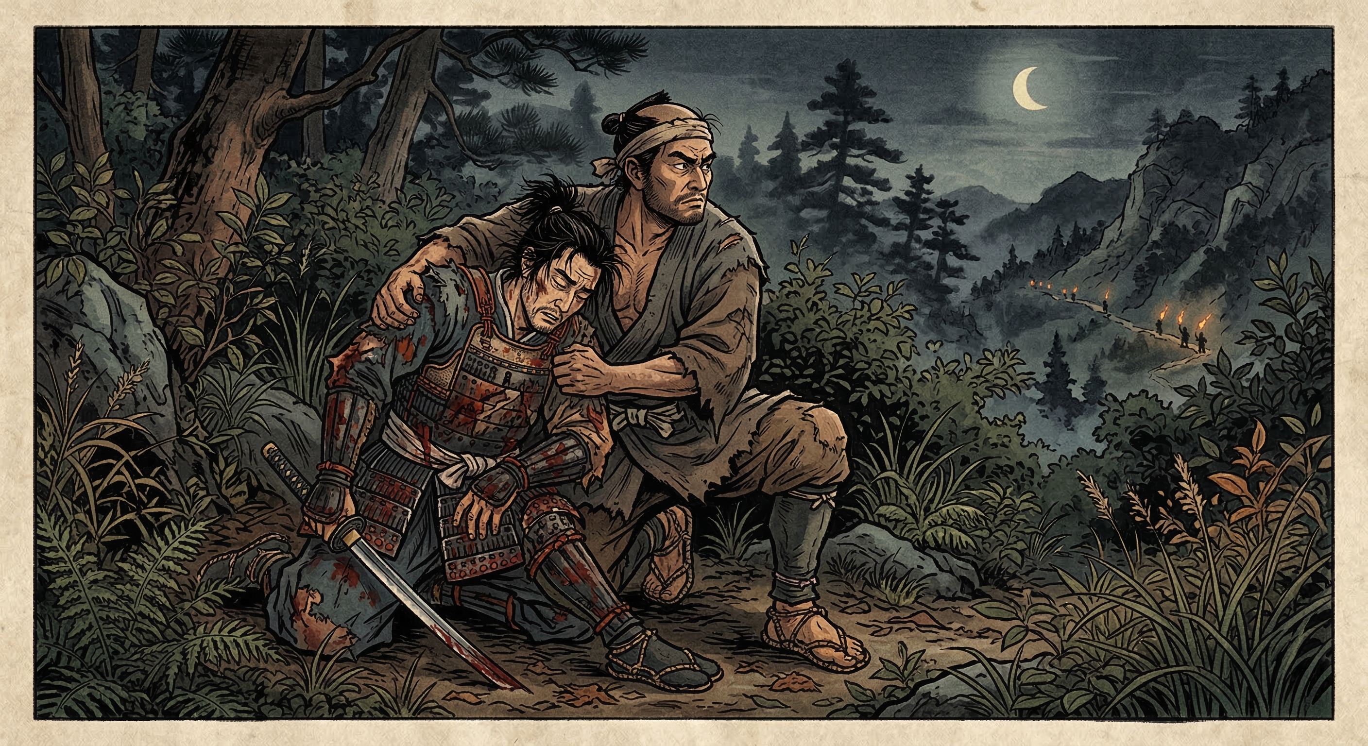 農民が落ち武者を匿い後に恩を受けた報恩譚を分析。秀吉と蜂須賀小六の矢作橋での出会い、墨俣一夜城、戦国時代の現実と刀狩令、貴種流離譚としての物語の深層を解明。