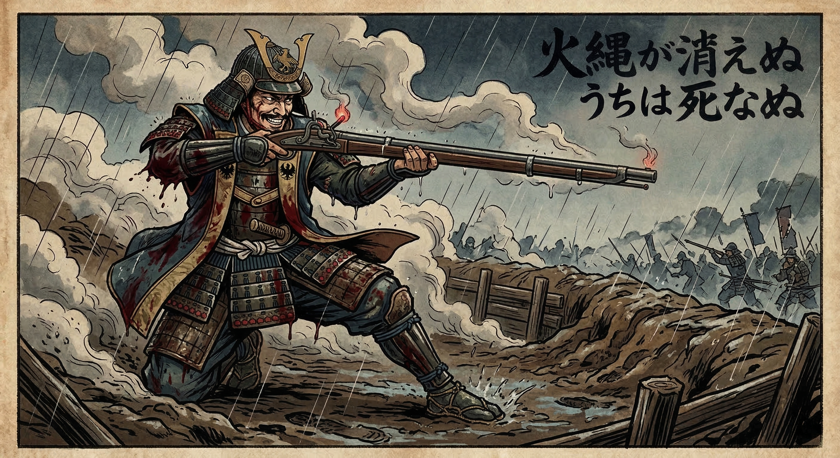 雑賀孫市は「火縄が消えぬうちは死なぬ」と豪語。信長狙撃の史実を核に、鉄砲への信頼と独立精神が結びつき、司馬遼太郎の創作で伝説となった。