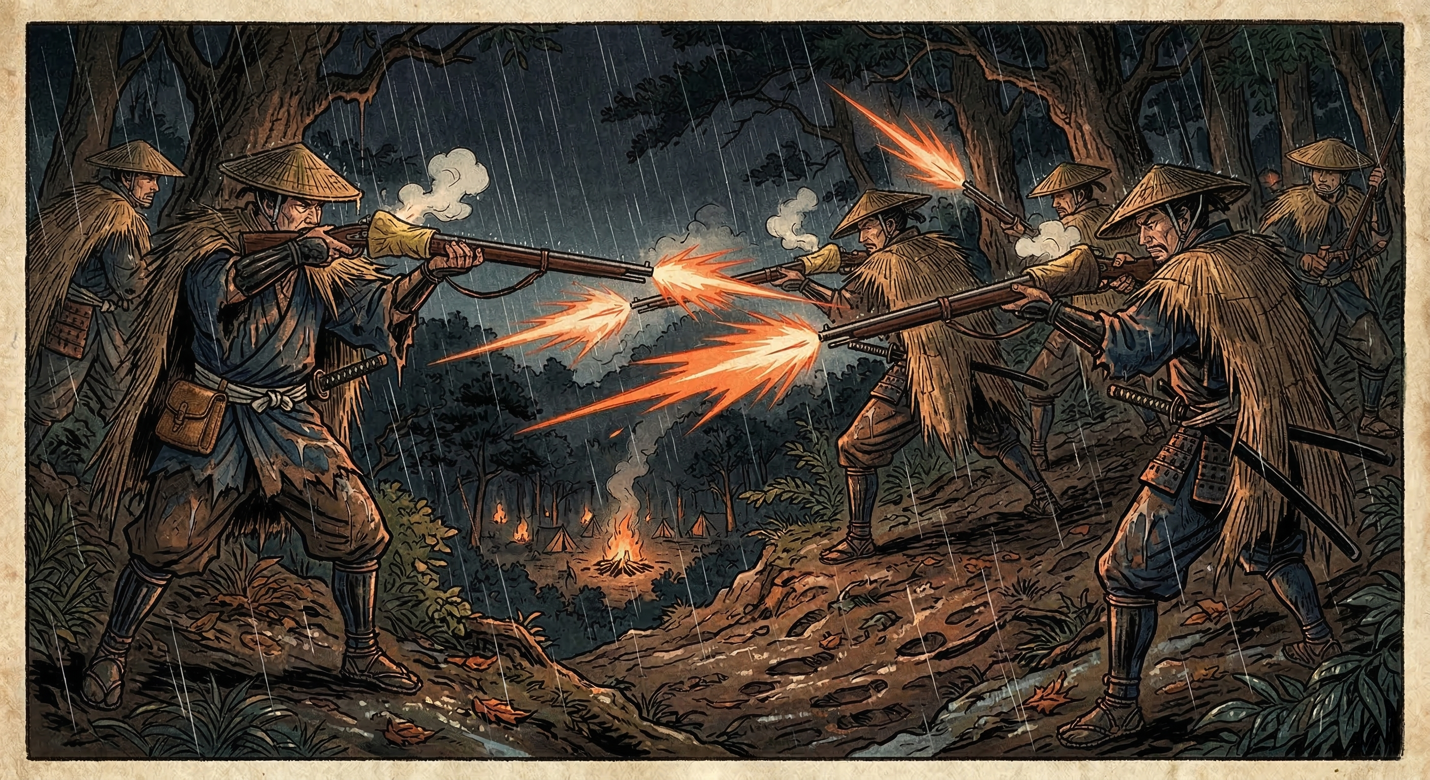 雑賀衆～雨夜に火縄守り一斉射成功～