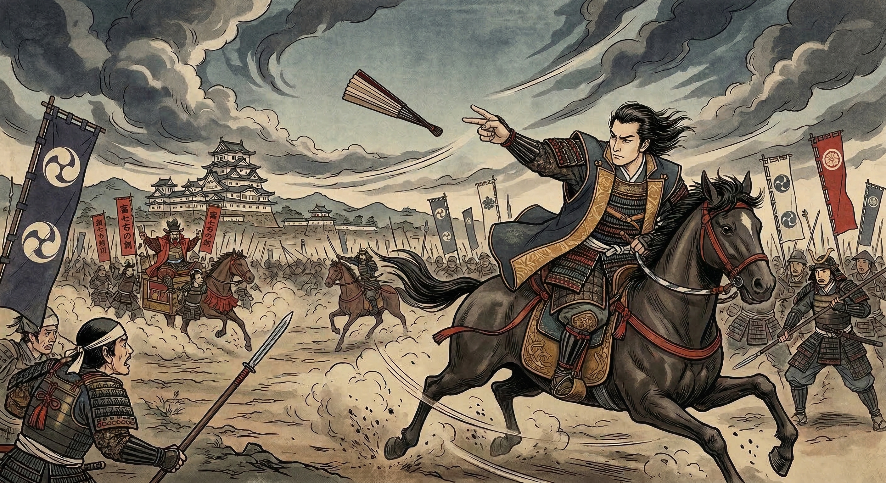 黒田官兵衛～秀吉の怒り鎮め馬上から扇を投げ～