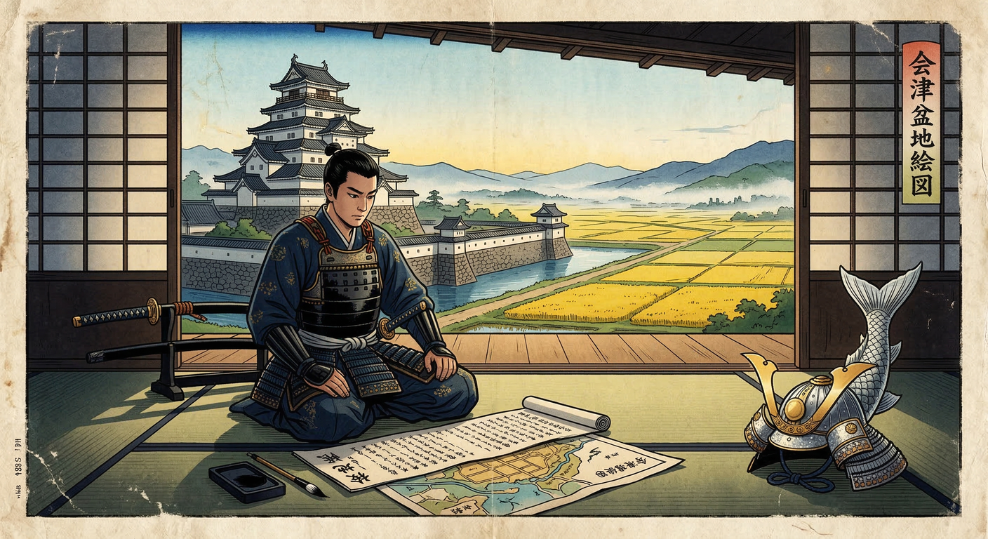 文禄2年、蒲生氏郷は会津に入封後、鶴ヶ城を築き、城下町を「若松」と改名。徹底した検地と殖産興業で石高を42万石から92万石へと倍増。これは豊臣政権の東北支配を具現化する近世的領国経営改革の象徴。