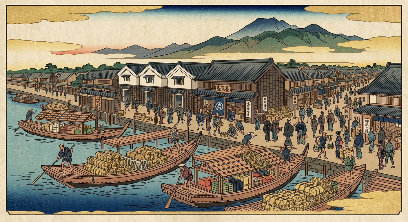 慶長7年（1602年）倉賀野河岸は徳川家康の物流網構築で整備。戦国兵站から経済拠点へ転換し、陸路と水路の結節点として江戸の発展に大きく貢献した。