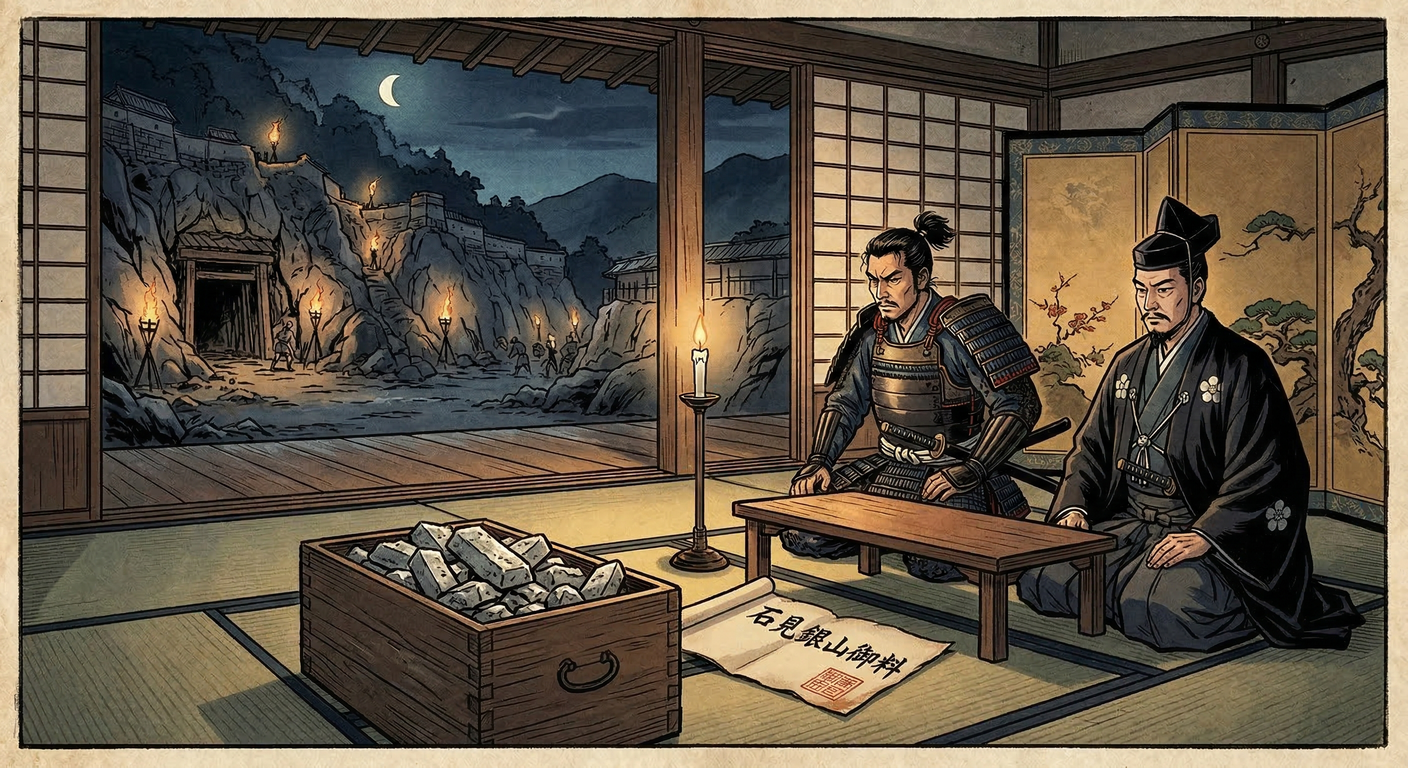 1598年、秀吉は朝鮮出兵戦費と政権安定のため石見銀山を直轄化。秀吉死後、関ヶ原を経て家康が接収し天下統一の足がかりとした。