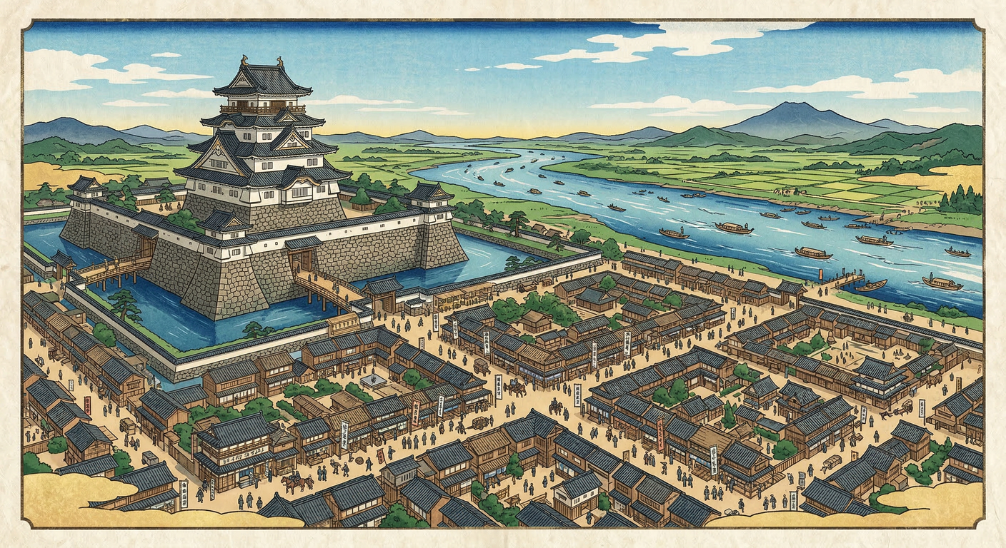 慶長6年、家康は酒井重忠に前橋の再興を命じた。城下は「関東の華」と称されるほど整備されたが、利根川の水害に抗えず、ついに城は廃された。