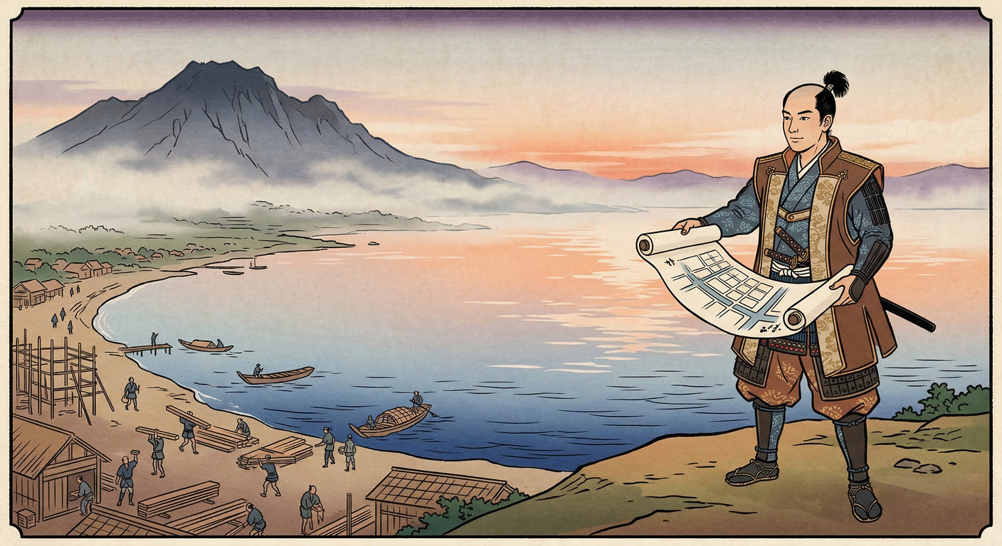 天正元年、羽柴秀吉は浅井氏の山城・小谷を廃し、琵琶湖畔の長浜に経済都市を築く。小谷の町人を移住させ楽市楽座を開き、水運を活かした商都を形成。この都市再生は、秀吉の後の領国経営の原点となった。