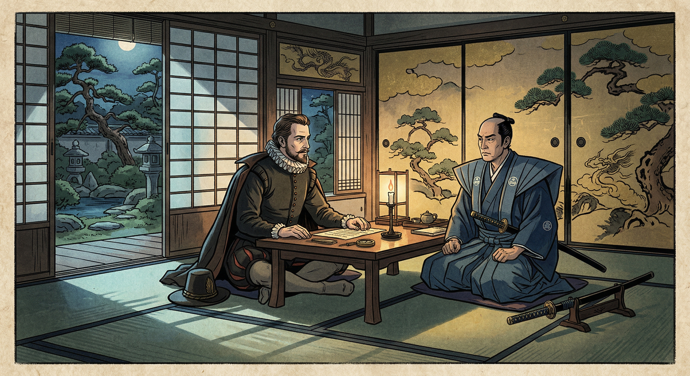 1613年、平戸に英国商館が開設。家康の国際戦略と英国東インド会社の挑戦だったが、商品不振、オランダとの競争、幕府政策転換、アンボイナ事件で10年で撤退。