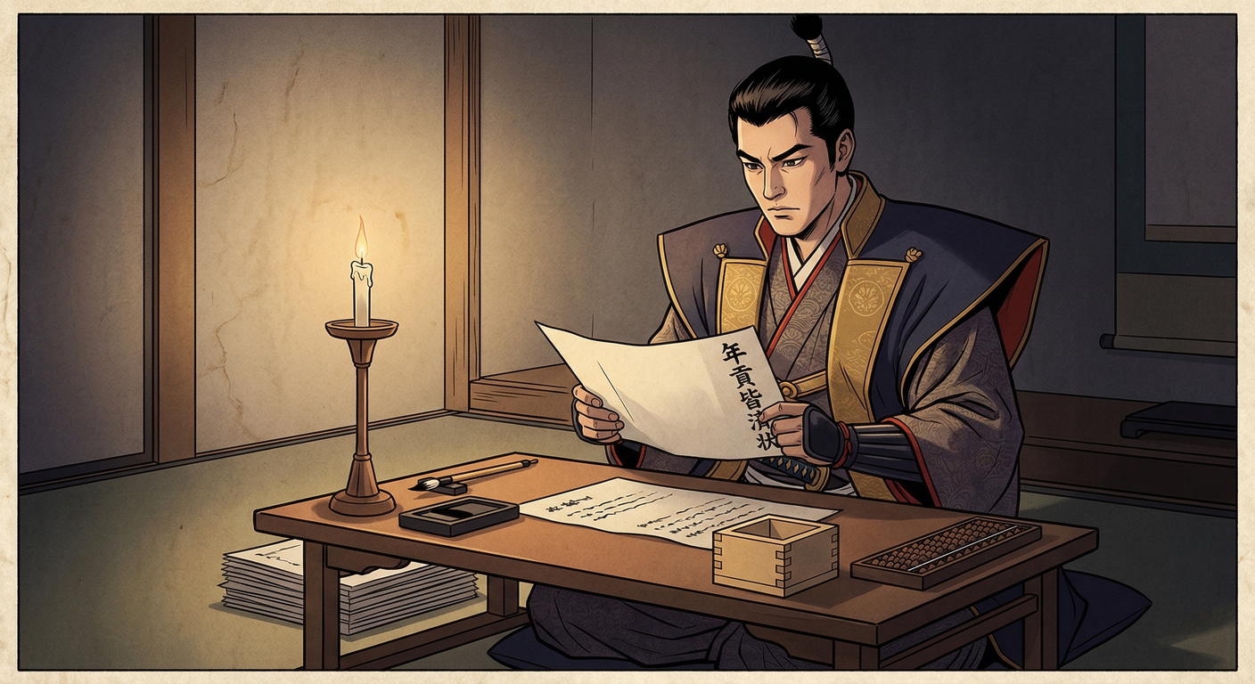 慶長元年、豊臣秀吉は山城国で「年貢皆済状の統一」を断行。朝鮮出兵と慶長伏見地震の国難の中、徴税の透明化と効率化を図り、豊臣政権の財政基盤を強化。近世的統治システムの礎を築く。