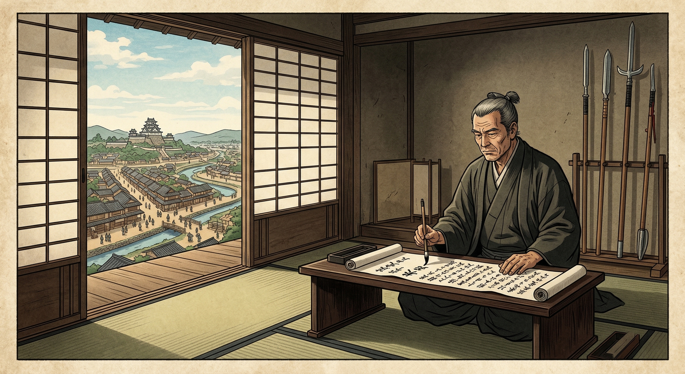 1483年頃、朝倉孝景は『朝倉孝景条々』を制定。応仁の乱での下剋上経験を基に、家臣集住、実力主義、権力集中を掲げ一乗谷を整備。朝倉氏百年支配の礎を築いた統治理念だった。