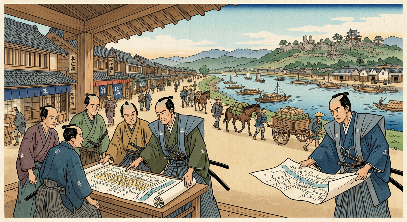 本庄宿整備（1602年）は、戦国期の軍事拠点から徳川の経済・行政拠点へ転換。旧権力解体後、中山道最大の宿場町として陸運・水運の結節点となり、北関東経済発展に貢献。