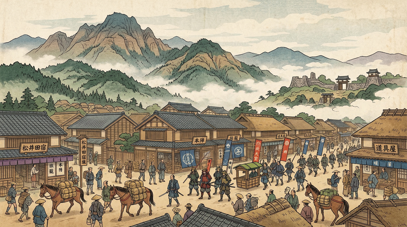 慶長7年（1602年）松井田宿は徳川家康の五街道整備で創設。碓氷峠東麓の戦略拠点。関ヶ原の教訓から軍事拠点から交通・経済拠点へ転換し、泰平の世の礎を築き、繁栄した。