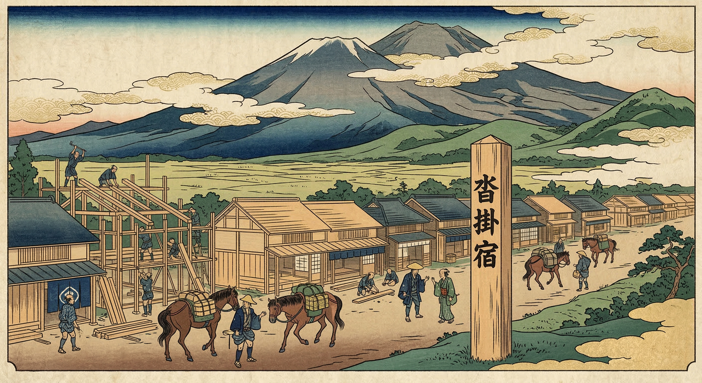 慶長7年（1602年）沓掛宿は徳川家康の五街道整備で創設。浅間三宿の一つで、戦国終焉と泰平の象徴。交通の要衝として機能し、地域経済を潤し発展した。