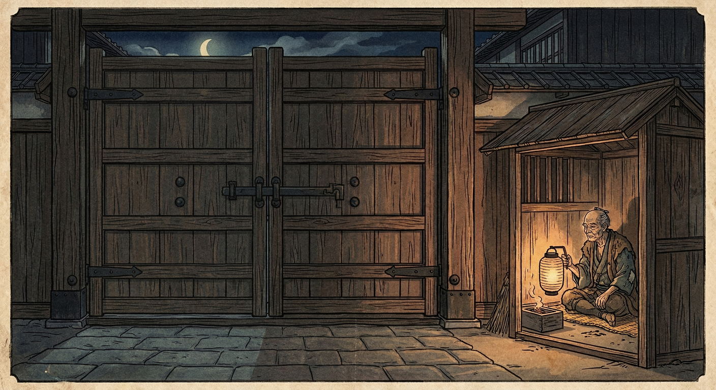 天正十五年、太閤秀吉は京の町木戸を常設化す。これは町衆の自治に終止符を打ち、住民を監視下に置く深謀。自衛の木戸は支配の枷となり、近世の夜の静寂が始まったのだ。