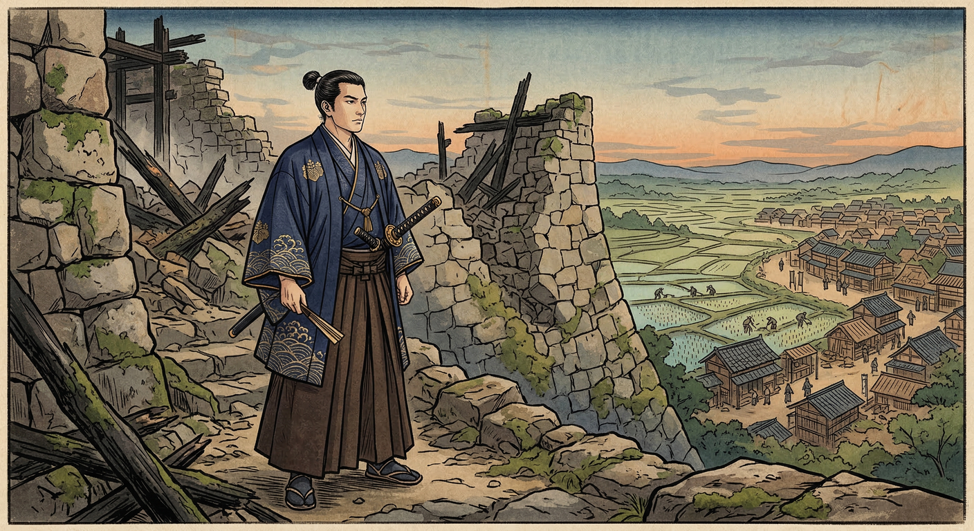 慶長五年、真田信之は犬伏の別れで東軍につき、関ヶ原後、父昌幸の旧領上田へ入封。徳川に徹底的に破却された上田城で藩政を確立し、真田家を近世大名として存続。後に松代へ移封。