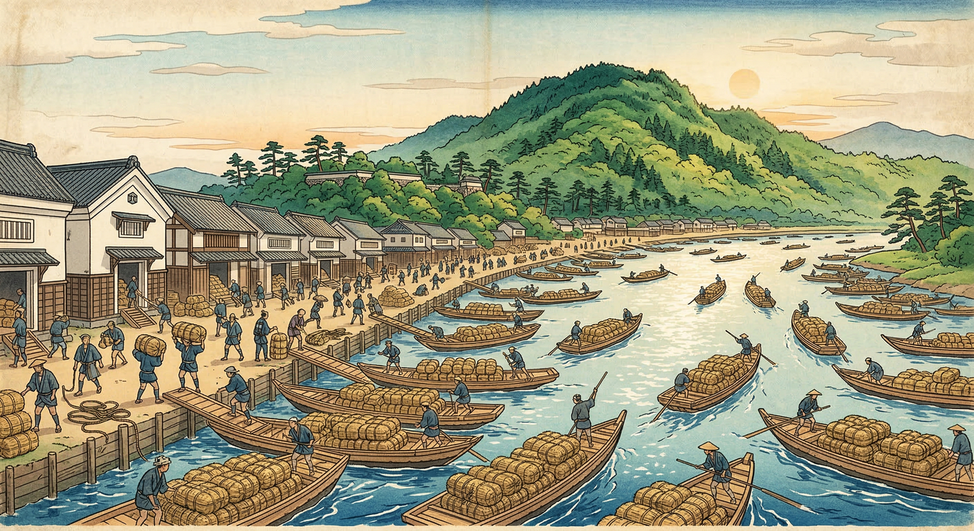 慶長10年、伊達政宗は北上川舟運を制度化。河村孫兵衛を登用し、川村孫兵衛堀を開削。石巻を拠点に米や物資を江戸へ輸送する水運網を確立し、仙台藩の経済発展に貢献した。