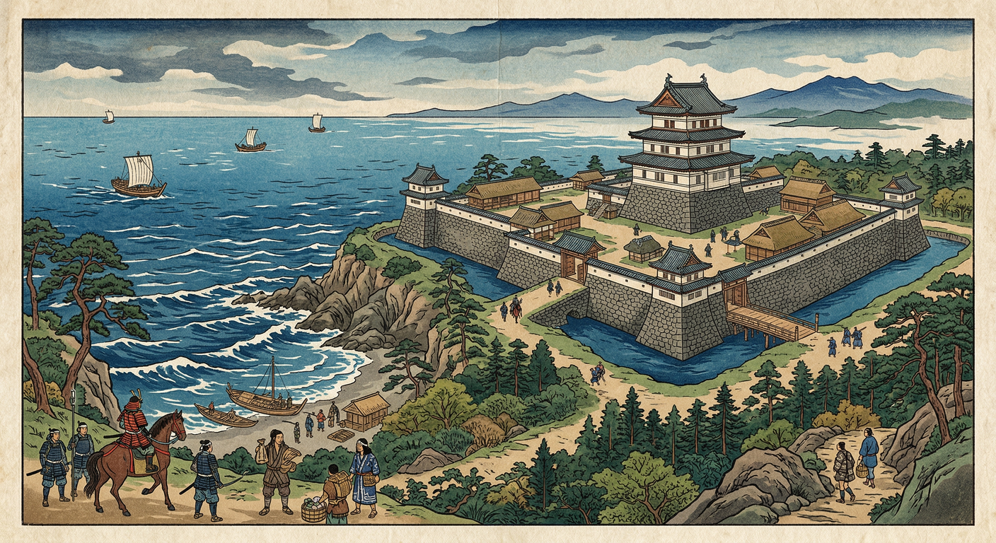 慶長11年、松前慶広は蝦夷地に福山館を完成。幕府には「館」と称したが、実態は堅固な城郭で、松前氏の蝦夷地支配と交易独占の象徴となった。これはアイヌとの関係を大きく変え、後の争いの遠因ともなった。