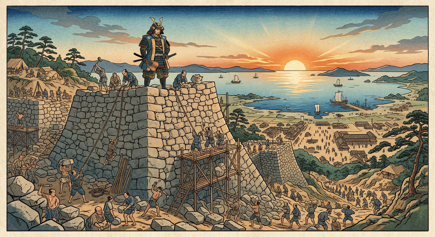 関ヶ原の功労者、黒田長政は父如水と共に筑前国に福岡城を築いた。これは黒田家の安泰と繁栄を願う壮大な計画であり、武士の町「福岡」と商都「博多」の双子都市を生み出した。