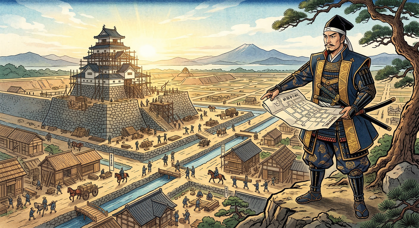 蒲生氏郷は豊臣秀吉の命で会津を領し、黒川を若松と改称。信長の楽市楽座や松坂の経験を活かし、軍事・経済・文化を融合した近世城下町を建設した。これは東北における中世終焉と近世幕開けの象徴である。