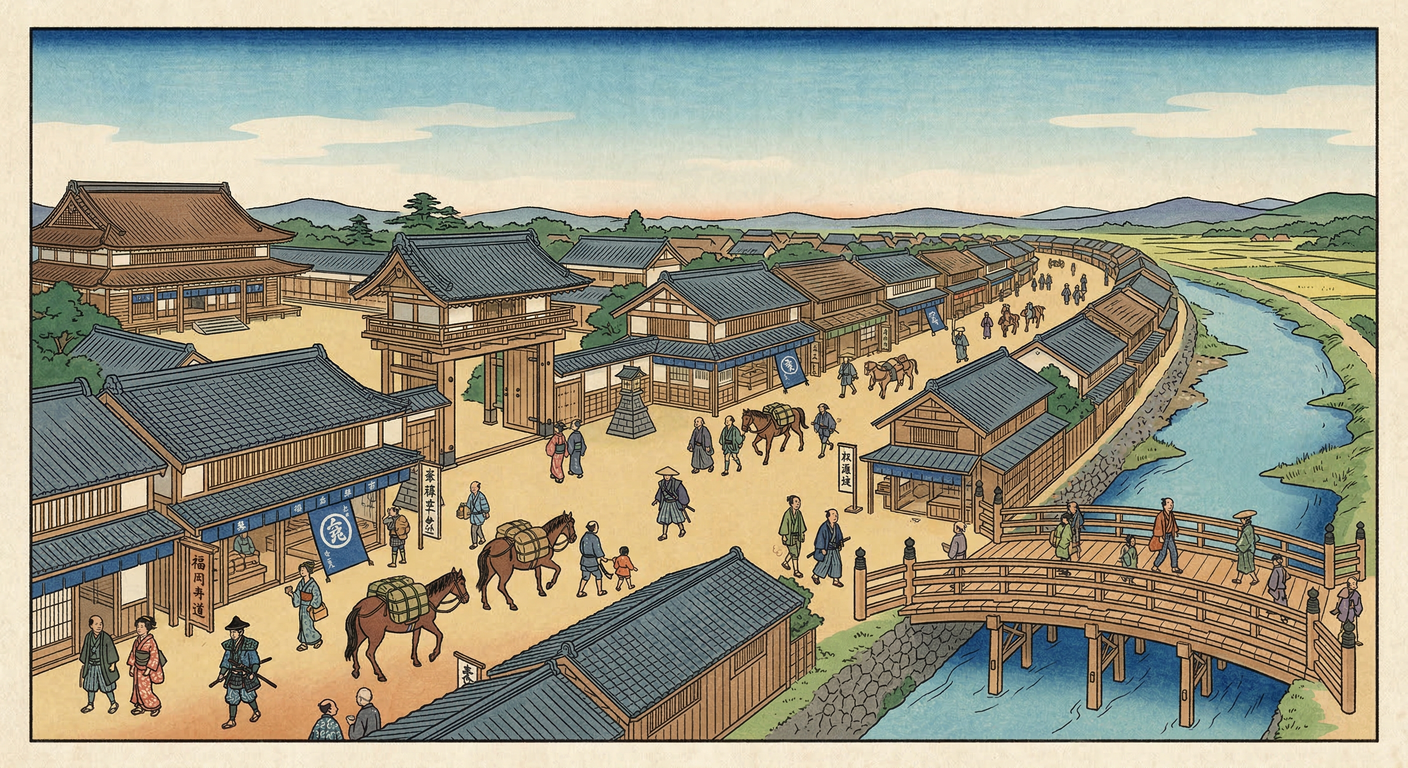 慶長6年、東海道宿駅伝馬制度制定後、袋井宿は元和2年まで15年間設置されなかった。これは戦国から江戸への政策転換と、地域の疲弊が背景。軍事優先から民政安定への移行を象徴。