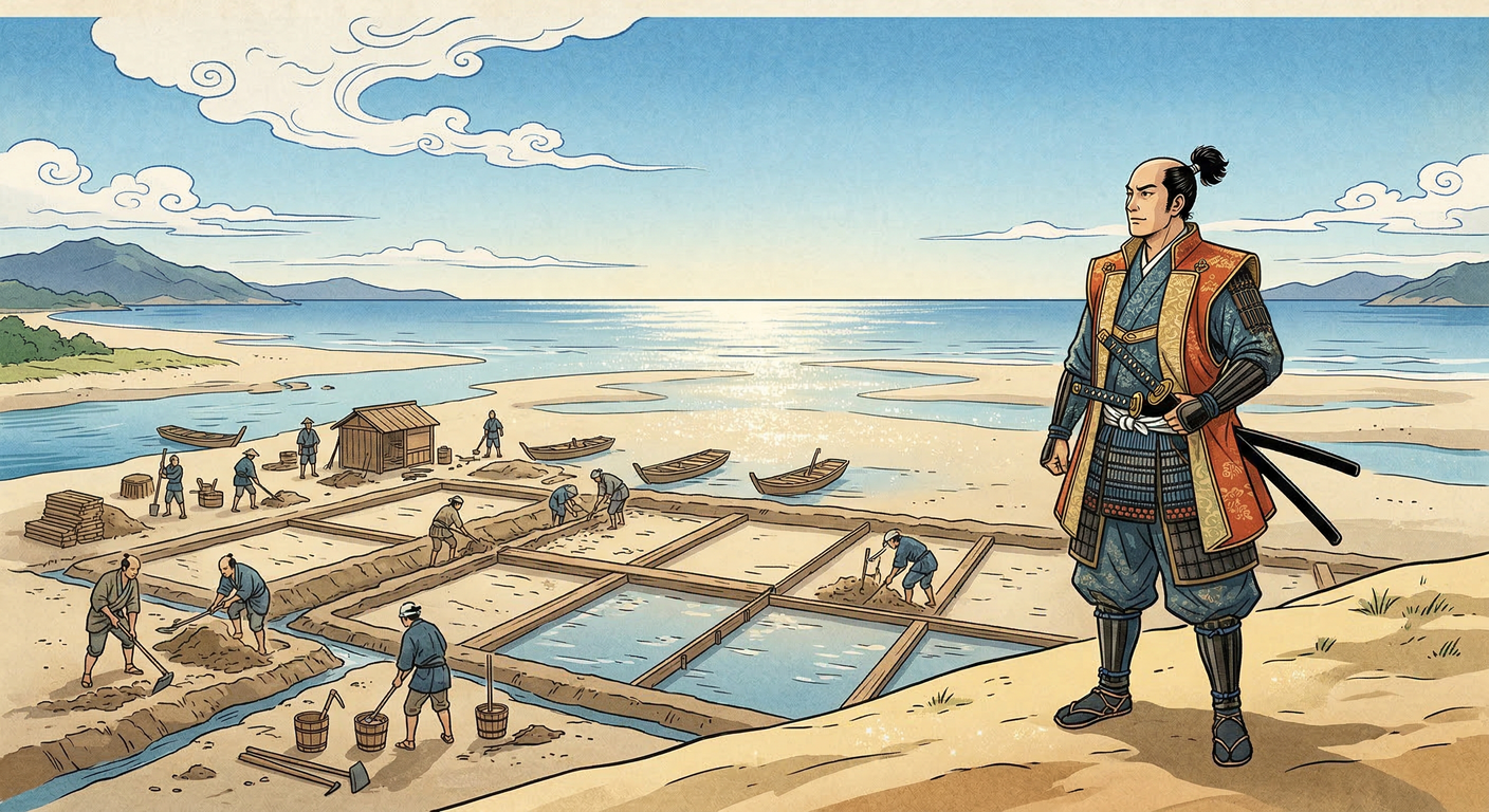 慶長五年、関ヶ原の戦後、池田輝政は播磨国赤穂に塩田開発を着手。これは徳川政権の経済基盤を固め、赤穂を「塩の国」へと変貌させる画期となった。