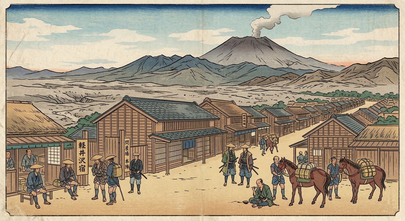 慶長7年（1602年）軽井沢宿は徳川家康の五街道整備で創設。碓氷峠麓に位置し、戦国終焉と泰平の礎石。強制移住を伴い、交通の要衝として発展した。