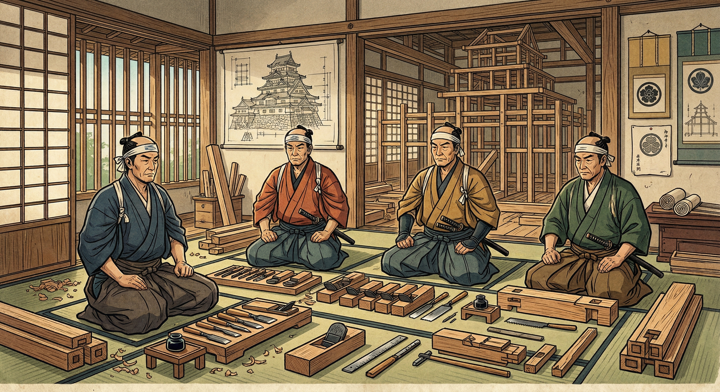 豊臣秀吉は天下統一後、飛騨匠座を保護。これは楽市楽座に反するが、天下普請に必要な高度技術者を国家が統制する戦略だった。金森長近が主導し、飛騨高山文化の礎を築いた。