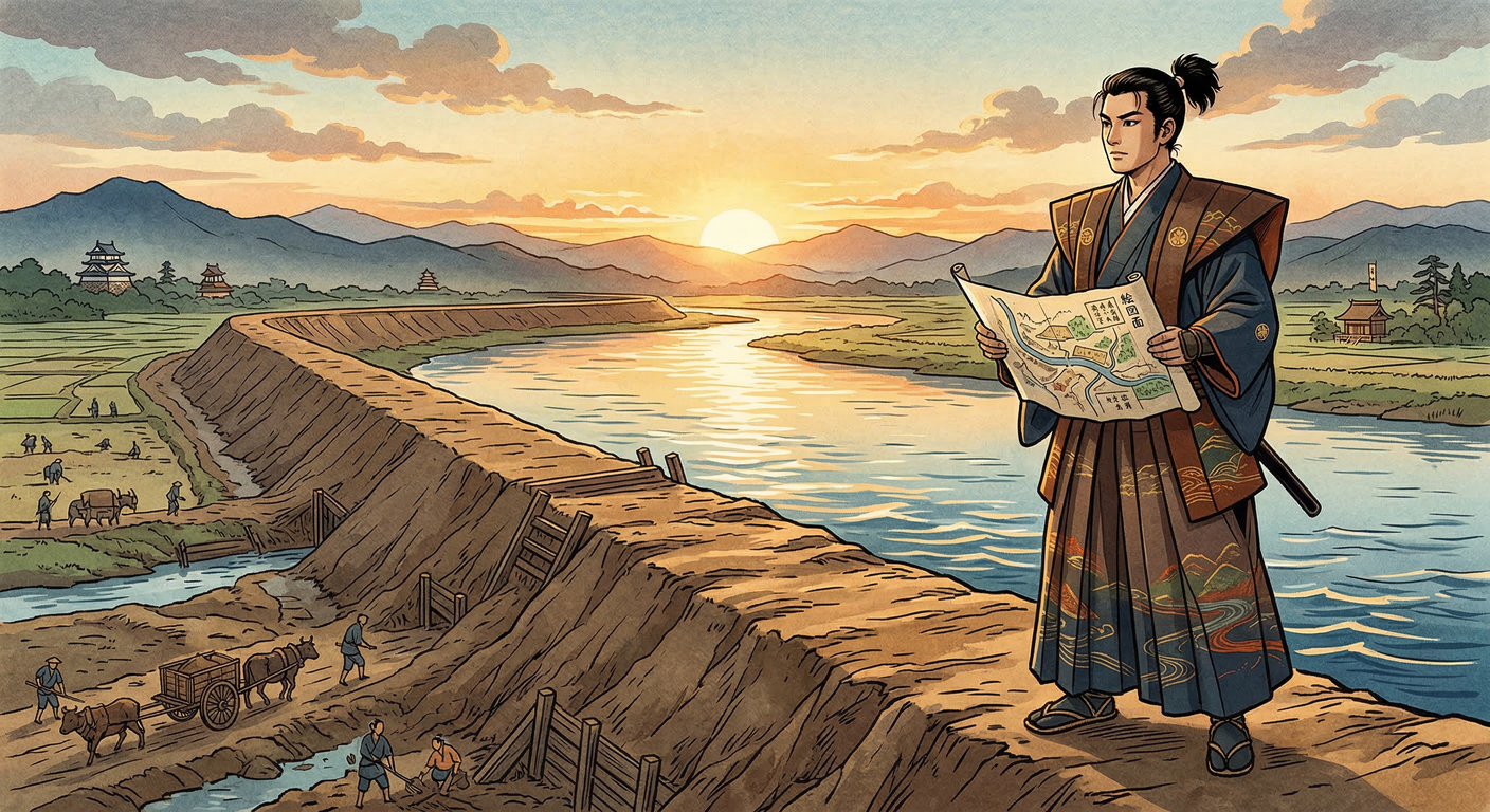 宇喜多秀家は1590年頃、高梁川治水と児島湾干拓を統合した「宇喜多堤」を建設。高松城水攻めの技術を転用し、洪水防御と新田開発を推進。戦国末期の先進的領国経営で、岡山平野発展の礎となった。