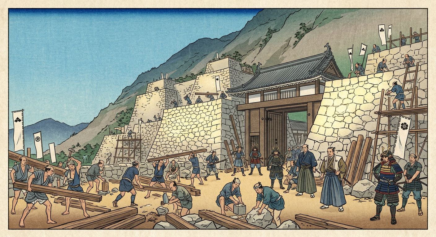 慶長6年、池田長吉は徳川家康の命で鳥取城を大改修。戦国山城から近世城郭へ変貌させ、西国支配の拠点とした。兄・輝政の姫路城改修と連携し、徳川天下を盤石にする国家戦略の一環であった。