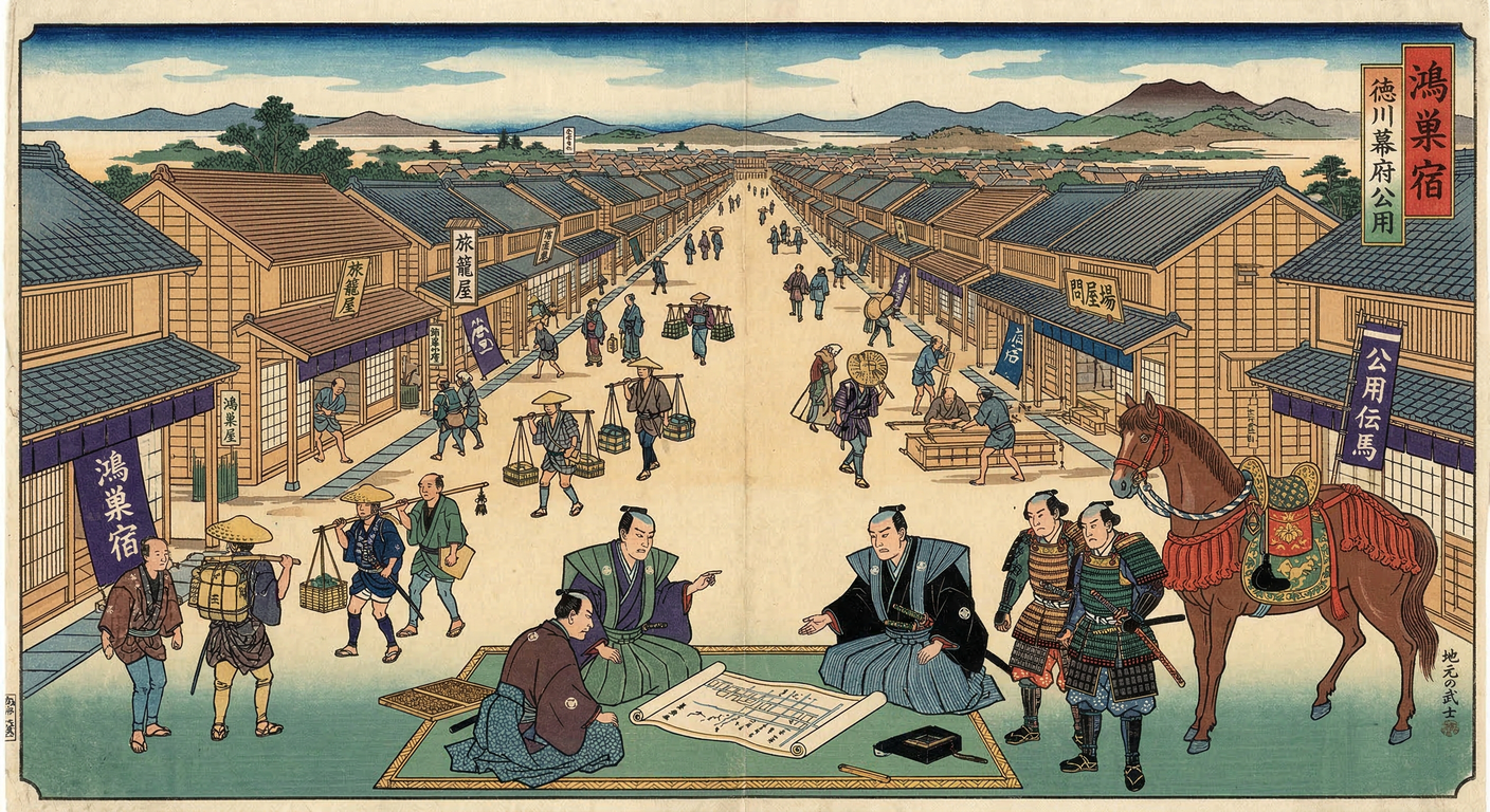 慶長7年(1602年)の中山道鴻巣宿整備は、徳川幕府の国家建設プロジェクト。伝馬制導入と移転で江戸中心の新秩序が確立、地域経済・文化発展の基盤を築いた。