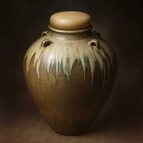 戦国時代の名物茶道具である葉茶壺。茶の湯が隆盛する中、一国に匹敵する政治的・経済的価値を見出され、大名たちの間でステータスの象徴として伝承された名物。