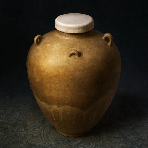 松花は、中国南宋～元時代に製作された唐物茶壺。織田信長、豊臣秀吉、徳川家康ら天下人の手を経て尾張徳川家に伝来し、現在は重要文化財。
