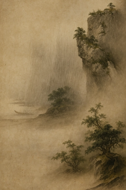 「瀟湘夜雨図」は、中国画題にして戦国日本の権力と美の象徴。牧谿と玉澗の画風は文治・武断両派の信条を映し、大内家中の争乱と共に流転。その運命は、乱世の美意識と権力の密接な関係を物語る。