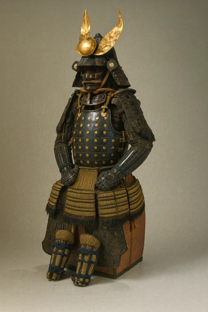戦国武将・上杉謙信が所用したと伝わる腹巻形式の甲冑。軽量で徒歩戦に適した実戦的な構造を持ち、全面を金箔で覆った兜など謙信の威光と精神性を体現している。