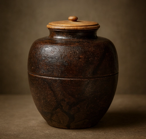 筑紫肩衝は、南宋時代の唐物肩衝茶入で、虹のような紫褐色の釉薬が特徴。足利義政、島井宗室、豊臣秀吉、宇喜多秀家、徳川家康と天下人の手を渡り、現在は根津美術館所蔵の重要文化財。