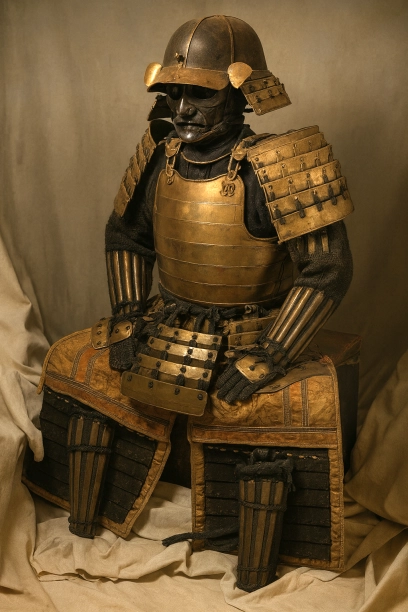 因島水軍の将・村上吉充が所用したと伝わる甲冑。吉充が第一次木津川口の戦い等で発揮した武功の記憶や、金白檀塗や色々威などの戦国期の華麗な装飾技法を示す。