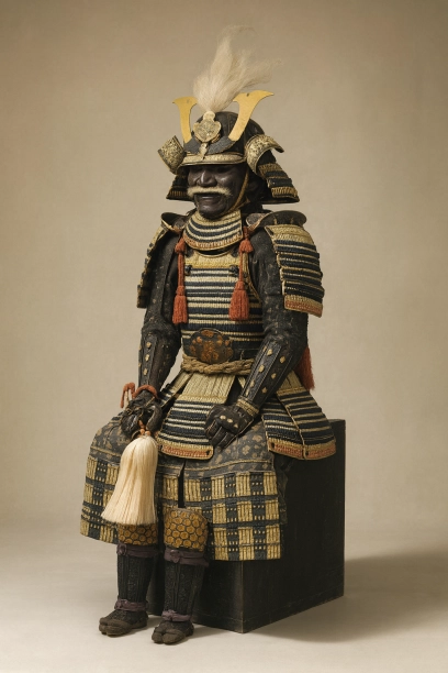 森蘭丸所用「金箔押色々威伊予札胴丸具足」は、黒と金の対比が特徴。南無阿弥陀仏の前立は信仰の証。信長の権威を体現し、安土桃山時代の技術と美意識が凝縮された逸品。